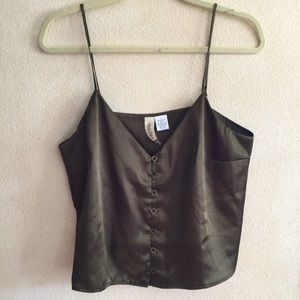Mimi Chica Olive Spaghetti Strap Blouse